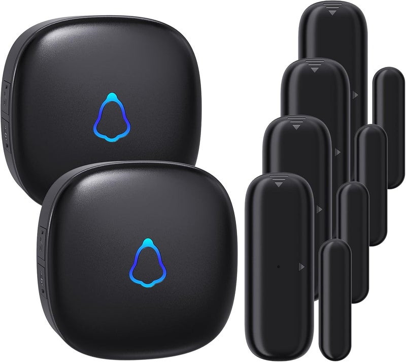 METAK Door Chime, Wireless Door Open Contact Sensor Alarm with 500 FT Range, 58 Chimes and 5 Volume Levels for Business/Store/Home/Office When Entering, 4 Transmitters + 2 Plug-in Receivers - Image 1